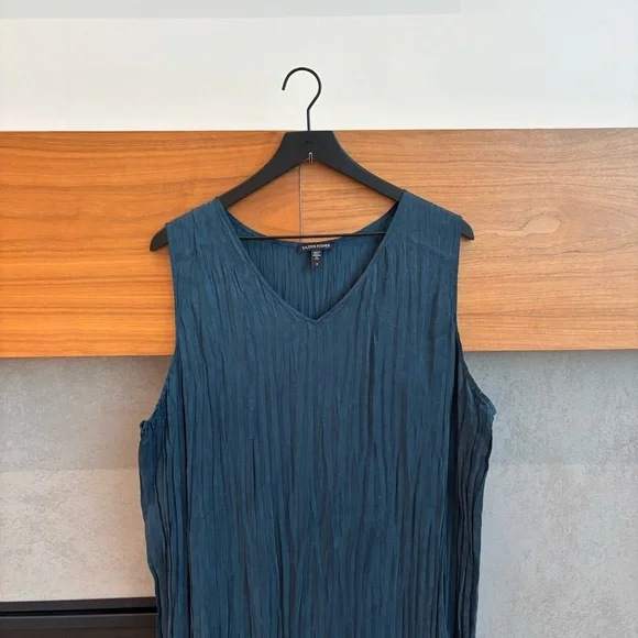 Eileen Fisher Crinkled V Neck Dress, Size 1X - Picture 4 of 11